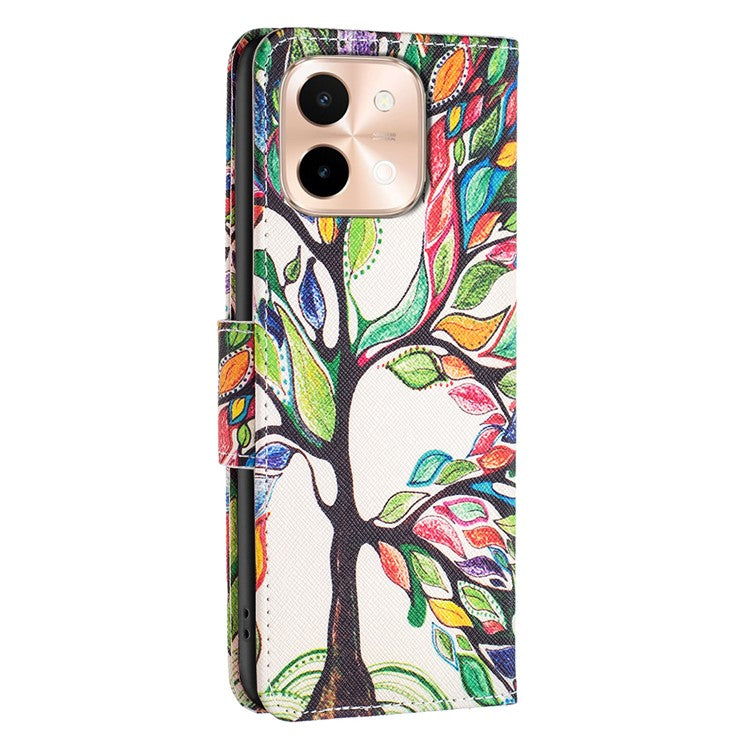 For vivo Y28 4G Case Leather Wallet Stand Phone Cover Pattern Printing - Life Tree