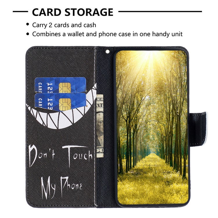 For vivo Y28 4G Case Leather Wallet Stand Phone Cover Pattern Printing - Don't Touch My Phone