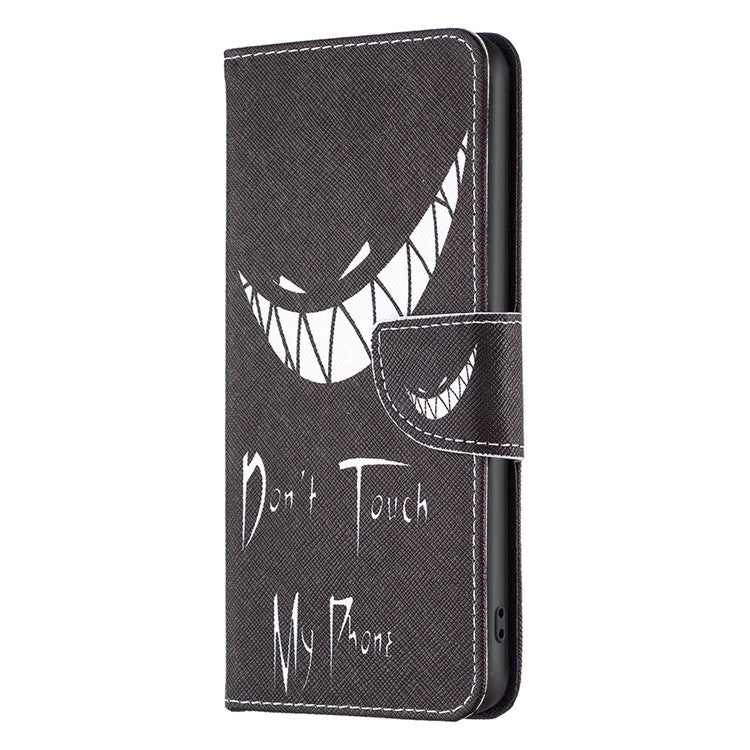 For vivo Y28 4G Case Leather Wallet Stand Phone Cover Pattern Printing - Don't Touch My Phone