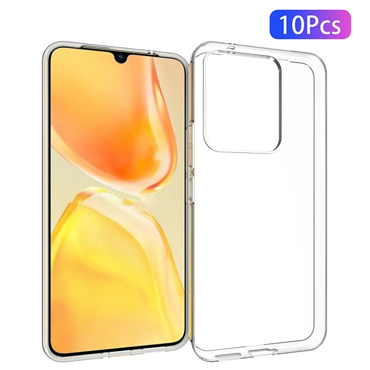 10Pcs / Pack Inner Watermark-Free Phone Cover for vivo V25 5G, Crystal Clear Well-protected Soft TPU Case