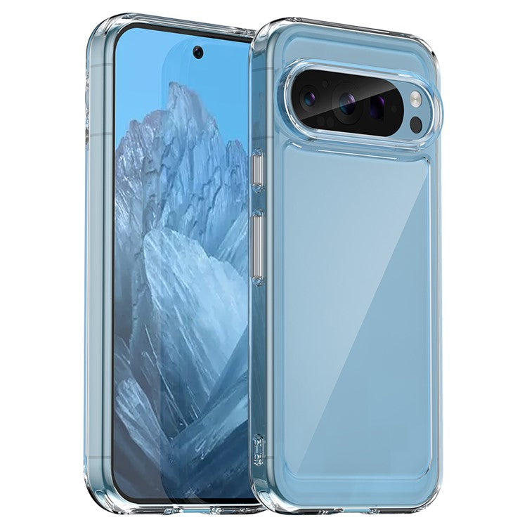 For Google Pixel 9 Pro XL Clear Case Electroplating Buttons (Big Rear Lens Hole)