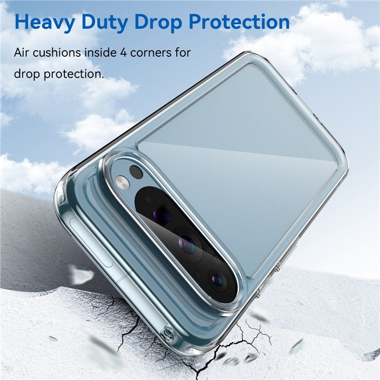 For Google Pixel 9 Pro XL Clear Case Electroplating Buttons (Big Rear Lens Hole)