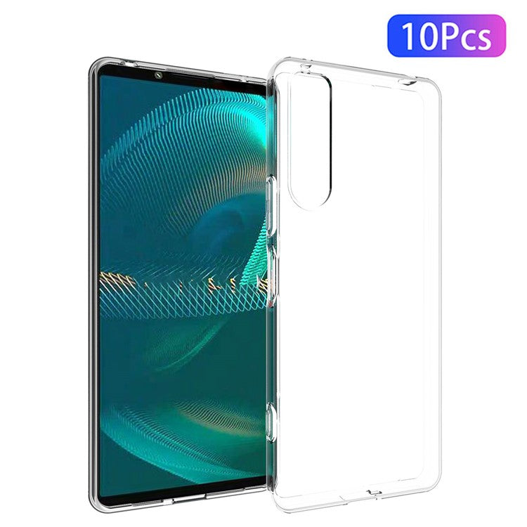 10Pcs / Pack For Sony Xperia 5 IV 5G Inner Watermark-Free Clear Case Anti-drop Protection Flexible TPU Phone Cover