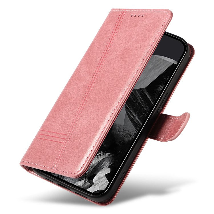 For Google Pixel 9 Pro / Pixel 9 Leather Phone Case with Wallet and Stand Function - Rose Gold