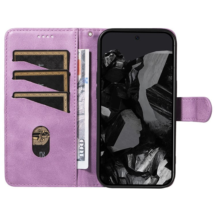 For Google Pixel 9 Pro / Pixel 9 Leather Phone Case with Wallet and Stand Function - Light Purple