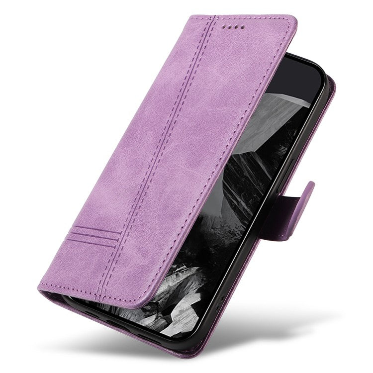 For Google Pixel 9 Pro / Pixel 9 Leather Phone Case with Wallet and Stand Function - Light Purple