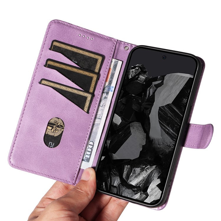 For Google Pixel 9 Pro / Pixel 9 Leather Phone Case with Wallet and Stand Function - Light Purple