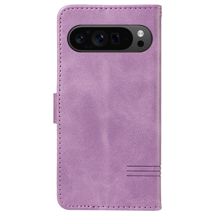 For Google Pixel 9 Pro / Pixel 9 Leather Phone Case with Wallet and Stand Function - Light Purple