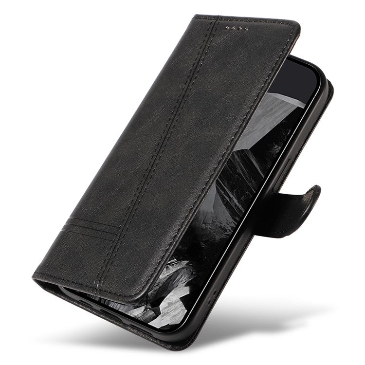 For Google Pixel 9 Pro / Pixel 9 Leather Phone Case with Wallet and Stand Function - Black