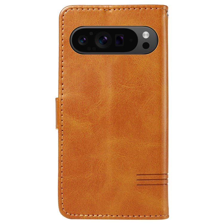 For Google Pixel 9 Pro / Pixel 9 Leather Phone Case with Wallet and Stand Function - Yellow