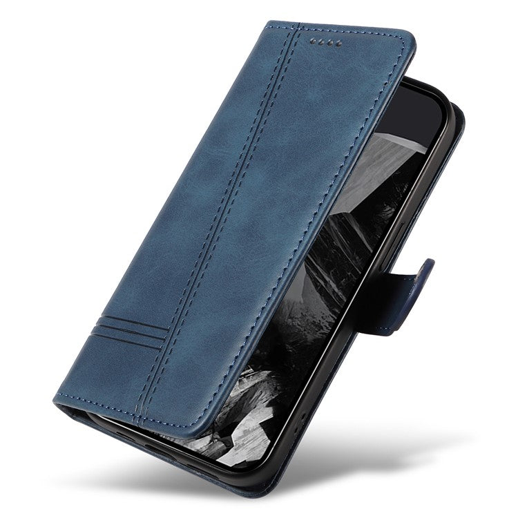 For Google Pixel 9 Pro / Pixel 9 Leather Phone Case with Wallet and Stand Function - Blue