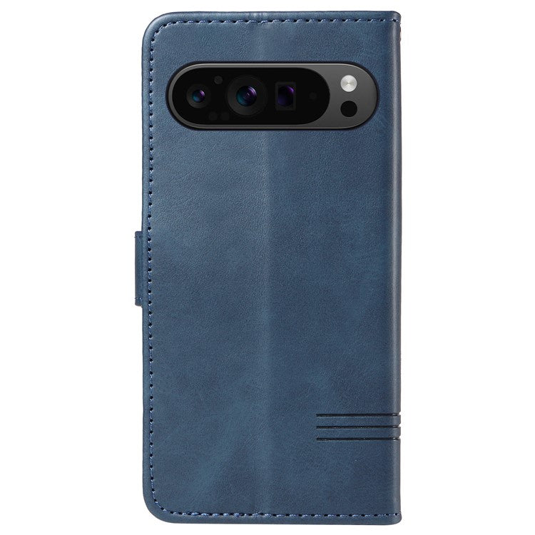 For Google Pixel 9 Pro / Pixel 9 Leather Phone Case with Wallet and Stand Function - Blue