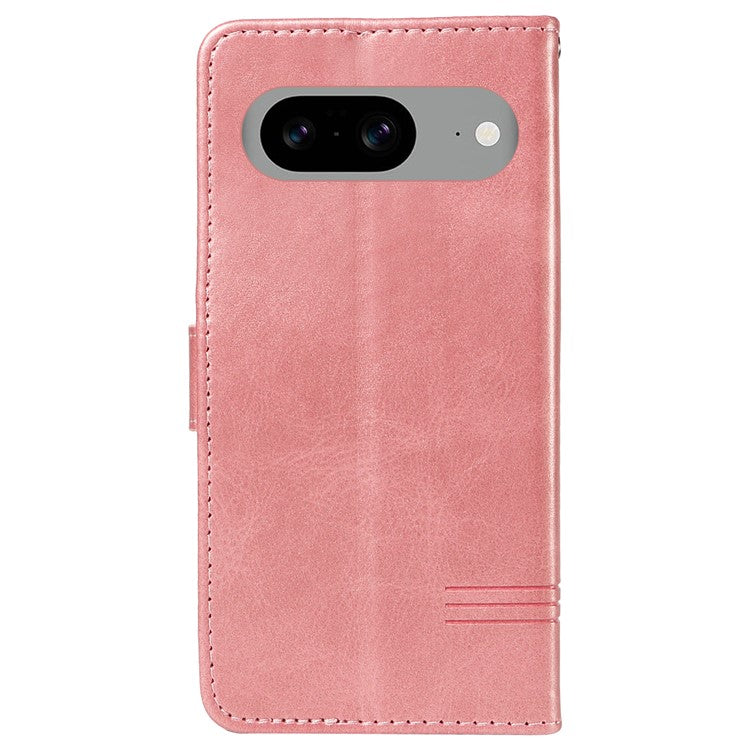 For Google Pixel 8 Case Leather Phone Cover with Wallet and Horizontal Viewing Stand - Rose Gold