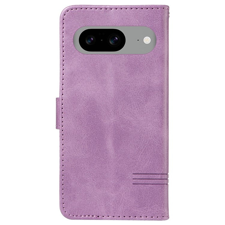 For Google Pixel 8 Case Leather Phone Cover with Wallet and Horizontal Viewing Stand - Light Purple