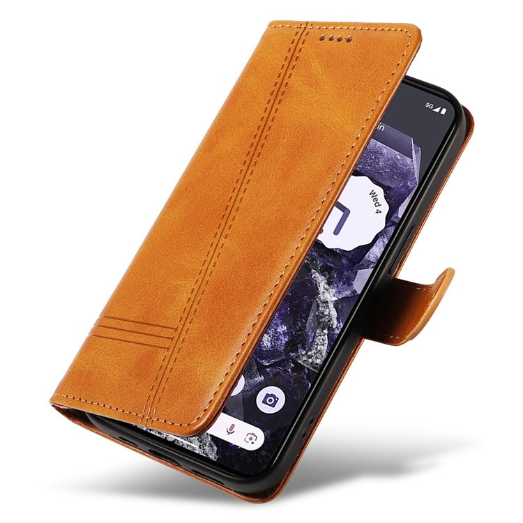 For Google Pixel 8 Case Leather Phone Cover with Wallet and Horizontal Viewing Stand - Yellow