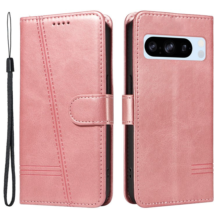 For Google Pixel 8 Pro Wallet Case PU Leather Phone Cover Magnetic Closure - Rose Gold