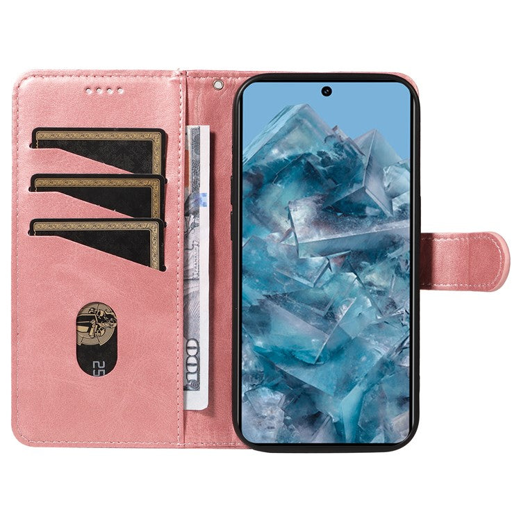 For Google Pixel 8 Pro Wallet Case PU Leather Phone Cover Magnetic Closure - Rose Gold