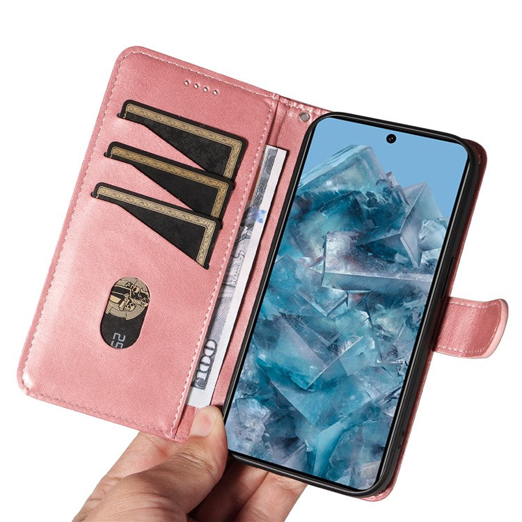 For Google Pixel 8 Pro Wallet Case PU Leather Phone Cover Magnetic Closure - Rose Gold