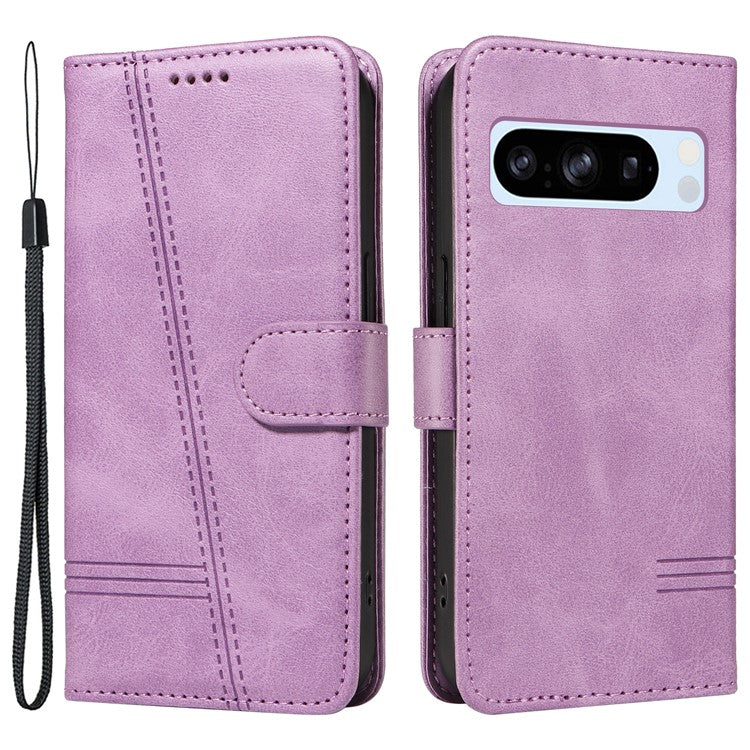 For Google Pixel 8 Pro Wallet Case PU Leather Phone Cover Magnetic Closure - Light Purple