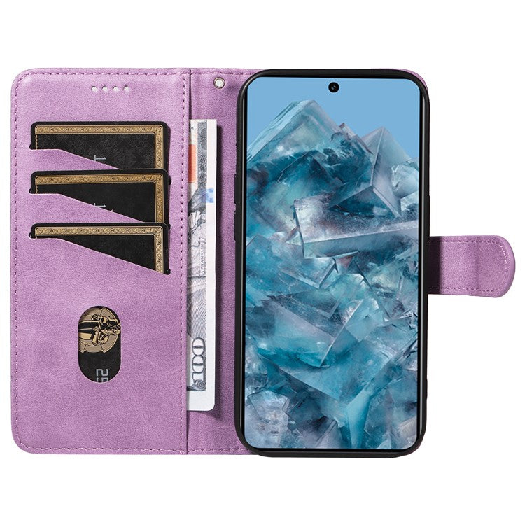 For Google Pixel 8 Pro Wallet Case PU Leather Phone Cover Magnetic Closure - Light Purple