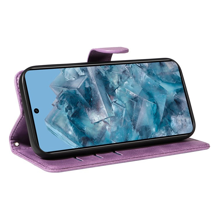 For Google Pixel 8 Pro Wallet Case PU Leather Phone Cover Magnetic Closure - Light Purple