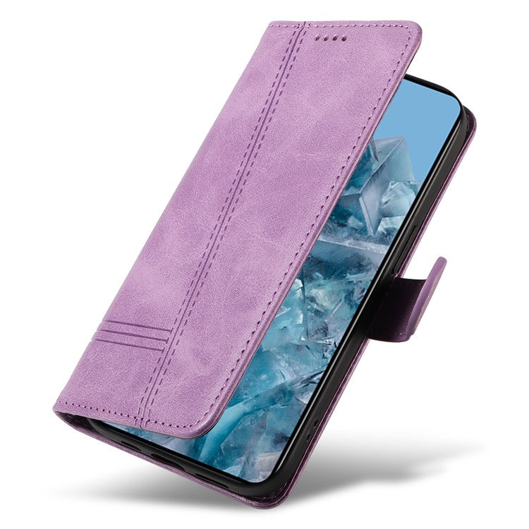 For Google Pixel 8 Pro Wallet Case PU Leather Phone Cover Magnetic Closure - Light Purple