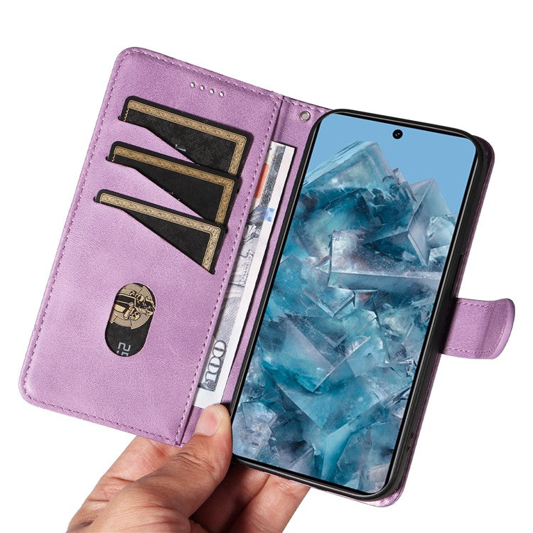 For Google Pixel 8 Pro Wallet Case PU Leather Phone Cover Magnetic Closure - Light Purple