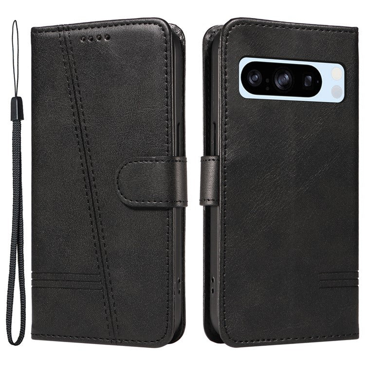 For Google Pixel 8 Pro Wallet Case PU Leather Phone Cover Magnetic Closure - Black