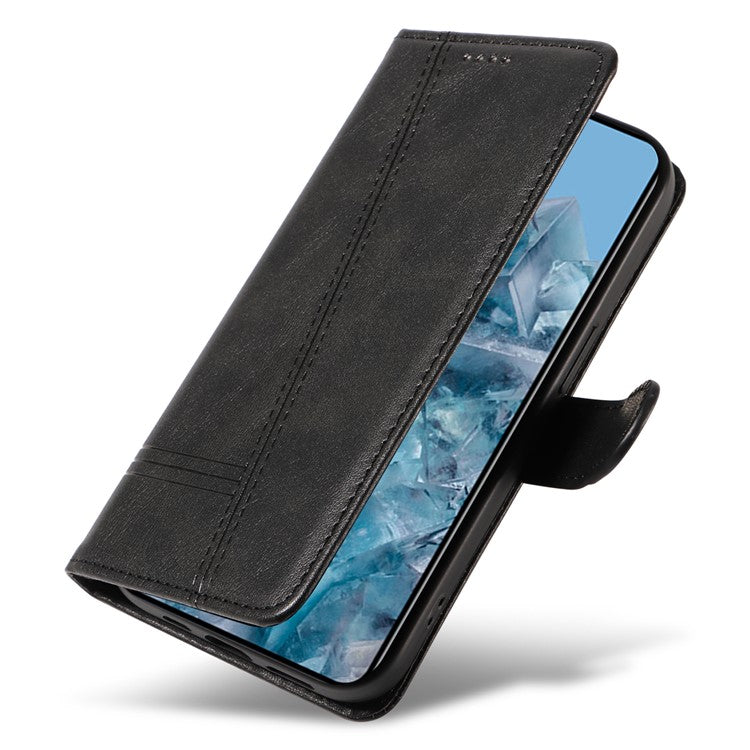 For Google Pixel 8 Pro Wallet Case PU Leather Phone Cover Magnetic Closure - Black