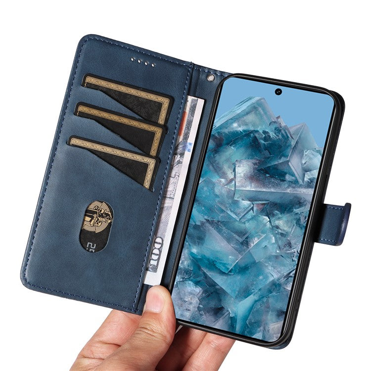 For Google Pixel 8 Pro Wallet Case PU Leather Phone Cover Magnetic Closure - Blue