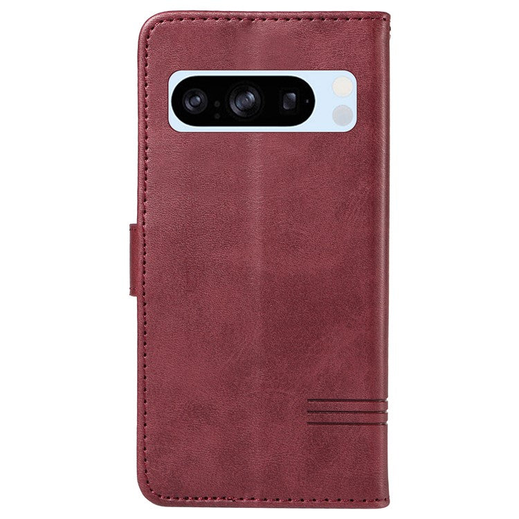 For Google Pixel 8 Pro Wallet Case PU Leather Phone Cover Magnetic Closure - Wine Red