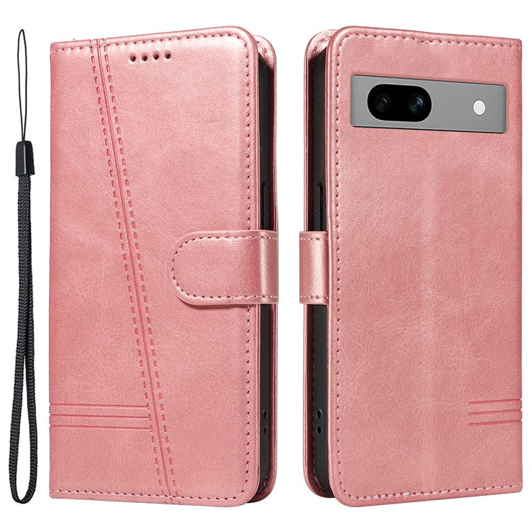 For Google Pixel 7a Case Wallet PU Leather Phone Cover with Stand View - Rose Gold