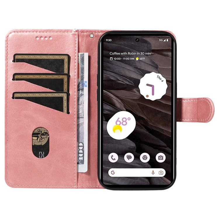 For Google Pixel 7a Case Wallet PU Leather Phone Cover with Stand View - Rose Gold