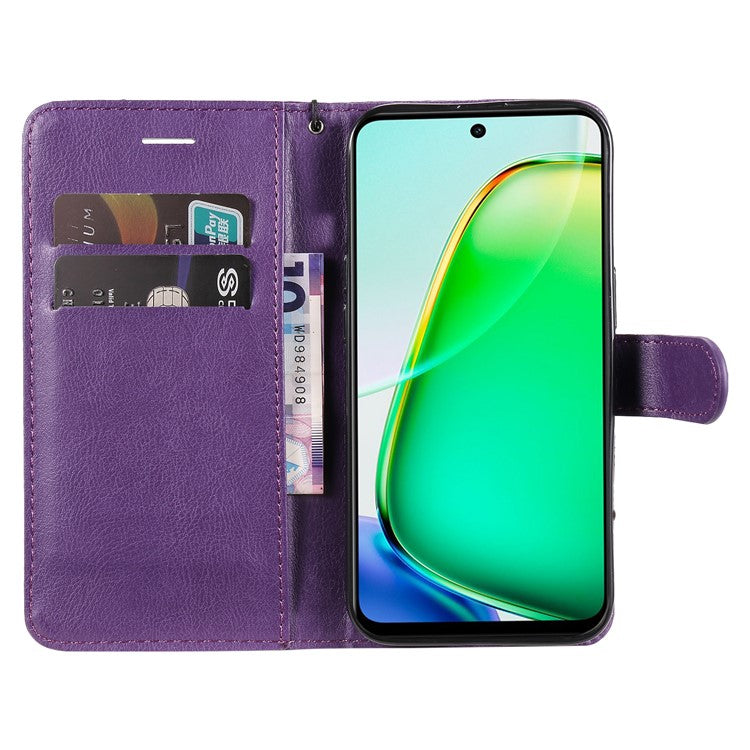 KT Leather Series-2 for vivo Y28 4G Case Leather Phone Cover Card Slots Magnetic Closure - Purple