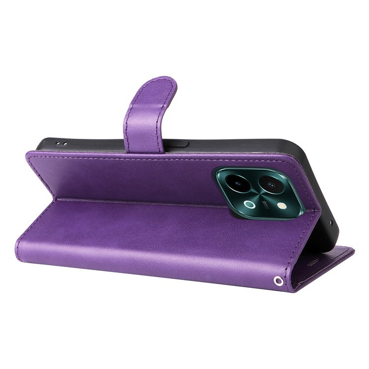 KT Leather Series-2 for vivo Y28 4G Case Leather Phone Cover Card Slots Magnetic Closure - Purple