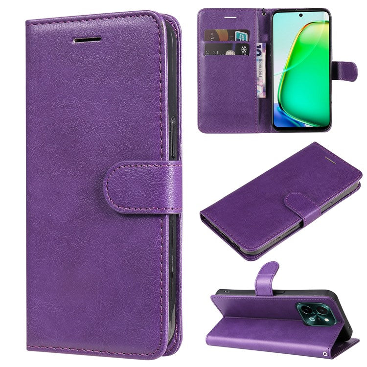 KT Leather Series-2 for vivo Y28 4G Case Leather Phone Cover Card Slots Magnetic Closure - Purple