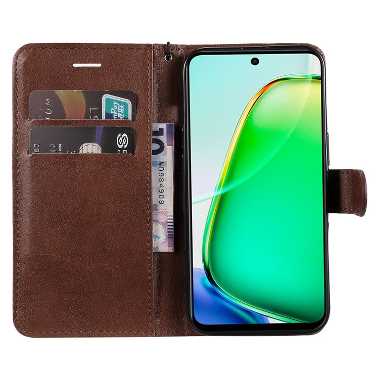 KT Leather Series-2 for vivo Y28 4G Case Leather Phone Cover Card Slots Magnetic Closure - Brown