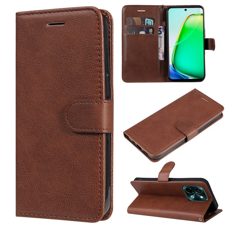 KT Leather Series-2 for vivo Y28 4G Case Leather Phone Cover Card Slots Magnetic Closure - Brown