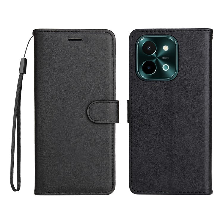 KT Leather Series-2 for vivo Y28 4G Case Leather Phone Cover Card Slots Magnetic Closure - Black