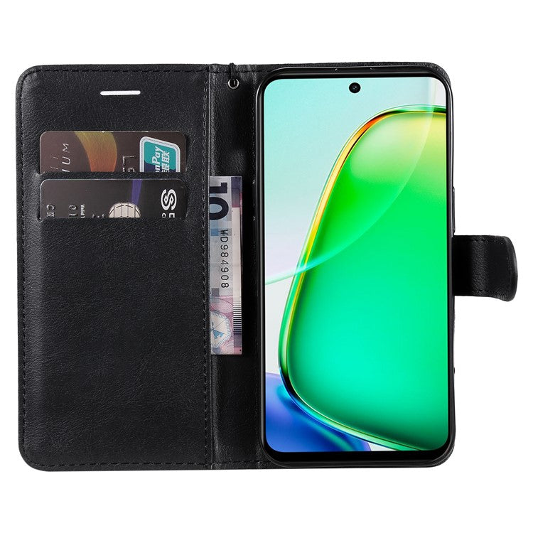 KT Leather Series-2 for vivo Y28 4G Case Leather Phone Cover Card Slots Magnetic Closure - Black