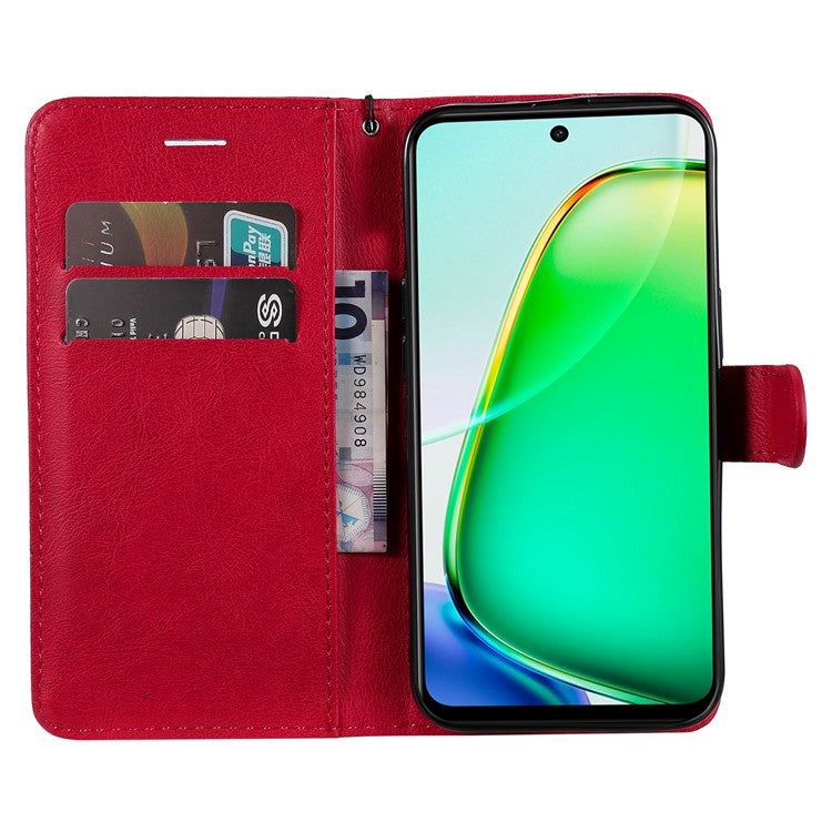 KT Leather Series-2 for vivo Y28 4G Case Leather Phone Cover Card Slots Magnetic Closure - Red