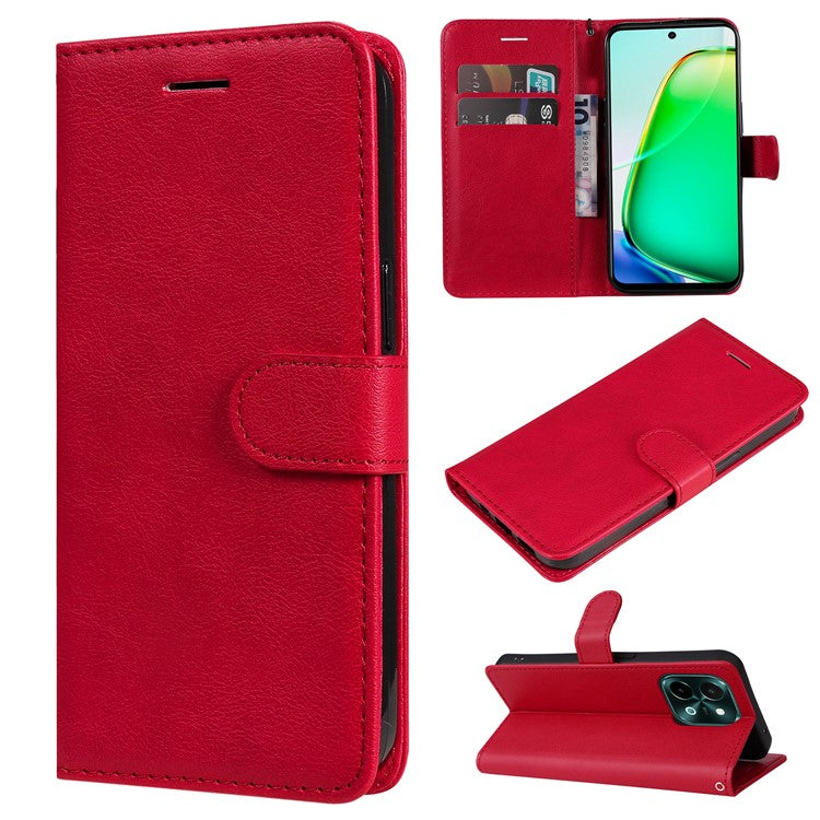 KT Leather Series-2 for vivo Y28 4G Case Leather Phone Cover Card Slots Magnetic Closure - Red