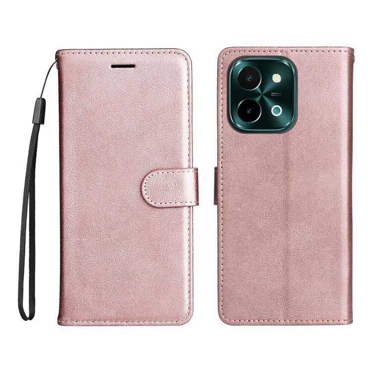 KT Leather Series-2 for vivo Y28 4G Case Leather Phone Cover Card Slots Magnetic Closure - Rose Gold