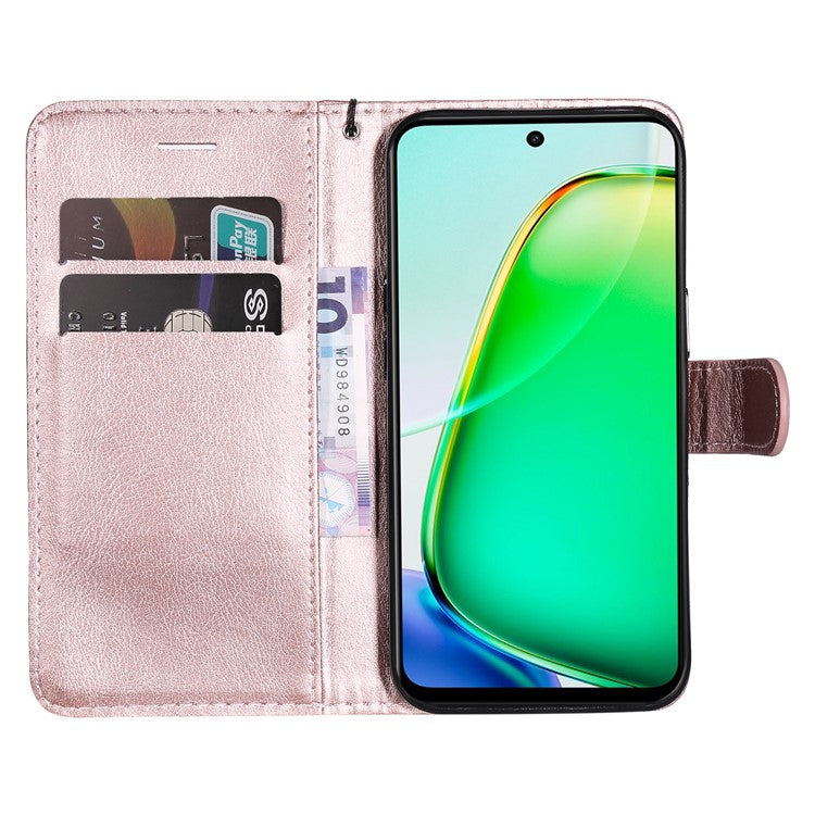 KT Leather Series-2 for vivo Y28 4G Case Leather Phone Cover Card Slots Magnetic Closure - Rose Gold