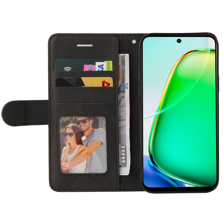 KT Leather Series-1 For vivo Y28 4G Color Splicing Wallet Case Leather Phone Cover - Black