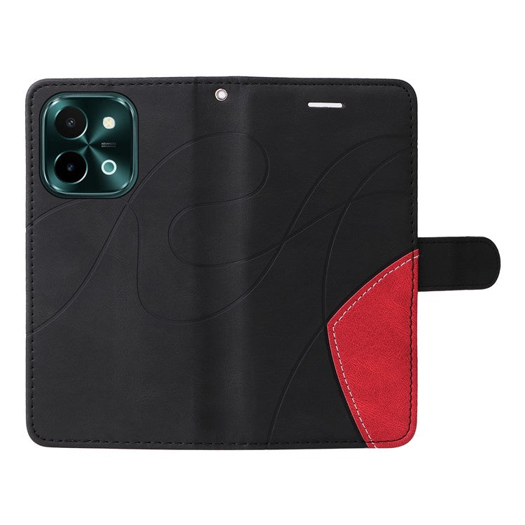 KT Leather Series-1 For vivo Y28 4G Color Splicing Wallet Case Leather Phone Cover - Black