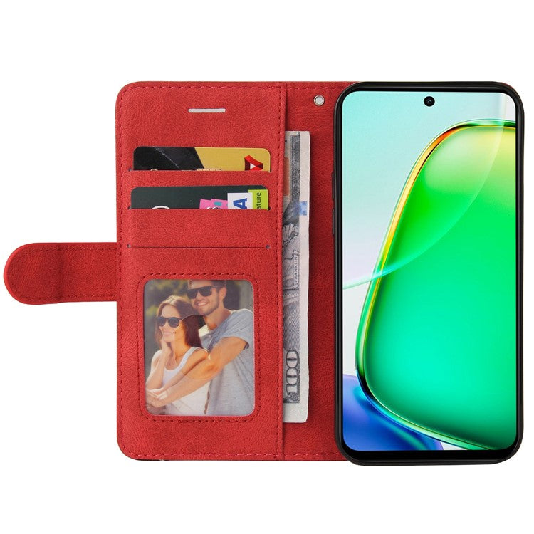 KT Leather Series-1 For vivo Y28 4G Color Splicing Wallet Case Leather Phone Cover - Red