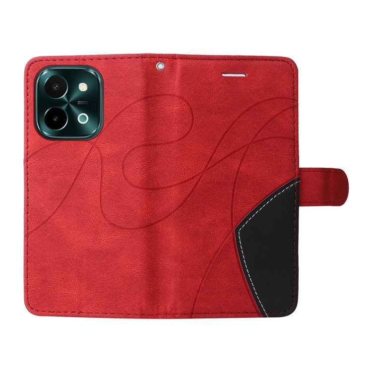 KT Leather Series-1 For vivo Y28 4G Color Splicing Wallet Case Leather Phone Cover - Red