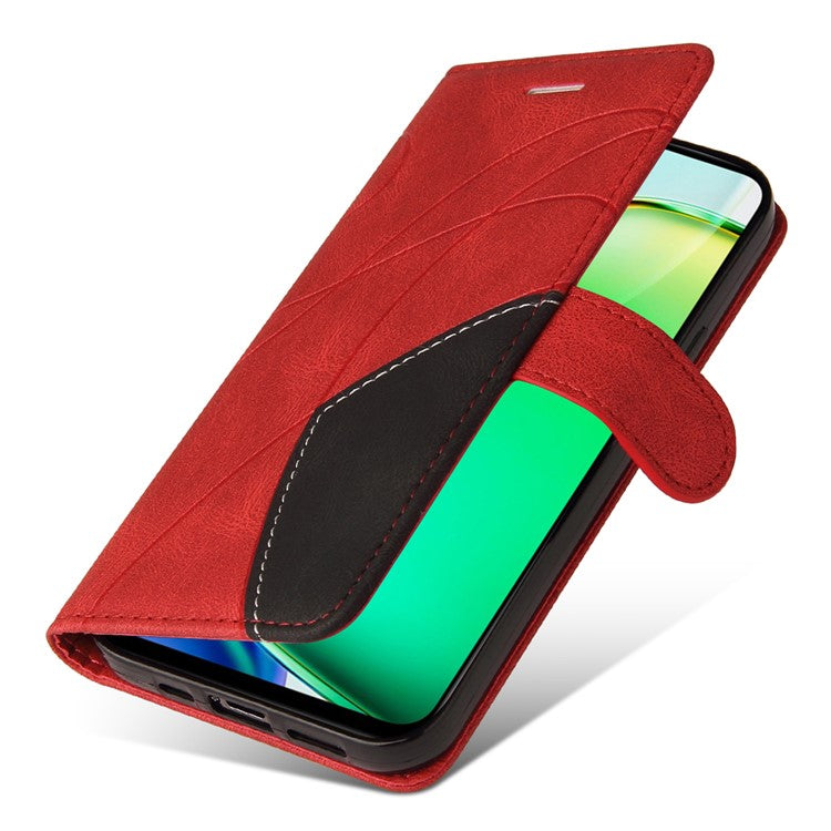 KT Leather Series-1 For vivo Y28 4G Color Splicing Wallet Case Leather Phone Cover - Red