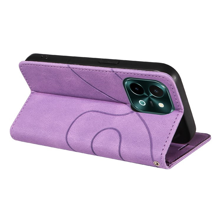 KT Leather Series-1 For vivo Y28 4G Color Splicing Wallet Case Leather Phone Cover - Light Purple